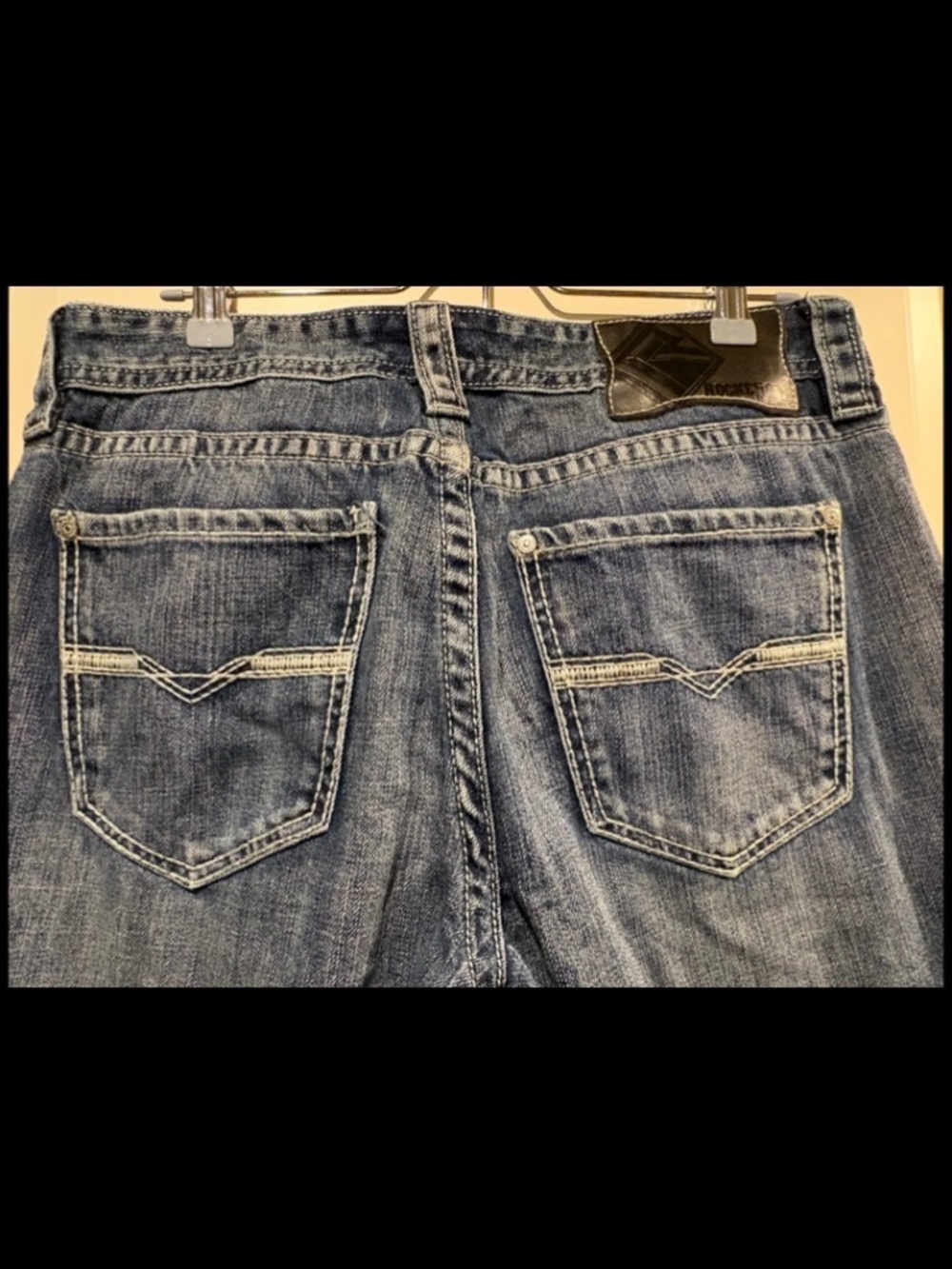 Mens Rock & Roll Denim Jeans Pistol Bootcut 33x32 - Picture 4 of 8